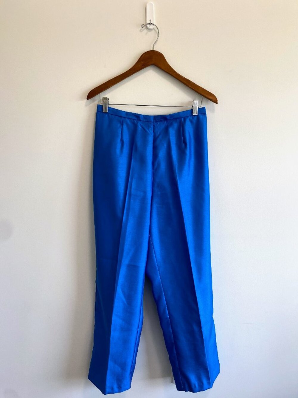 Vintage Shiny Blue Taffeta Trousers / Y2K / 29 x 30 / Size Medium